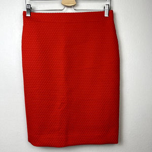 PRICE DROP! J Crew No. 2 Red Pencil Skirt sz 4 Textured Fabric Lined